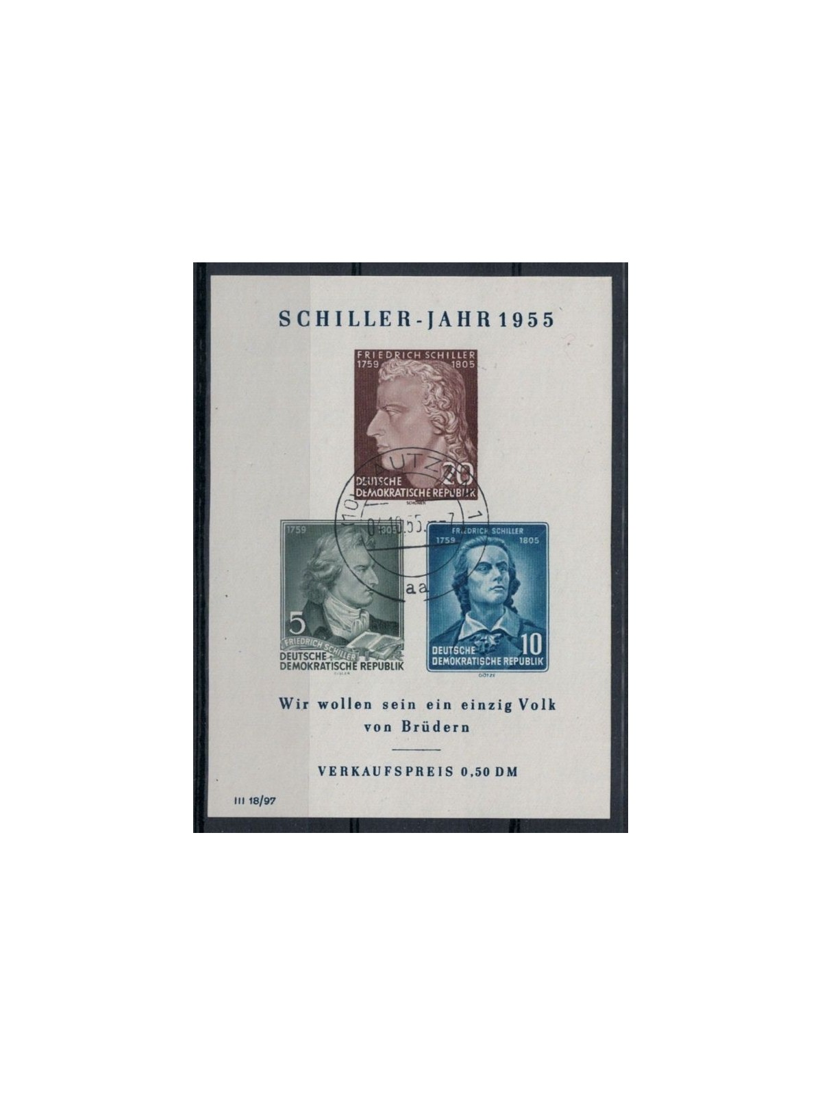 GERMANY GDR 1955 Friedrich Schiller 1 s/s used