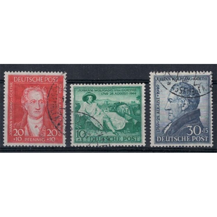 GERMANY BIZONA 1949 Goethe bicentenary 3v used
