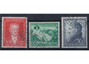 GERMANY BIZONA 1949 Goethe bicentenary 3v used
