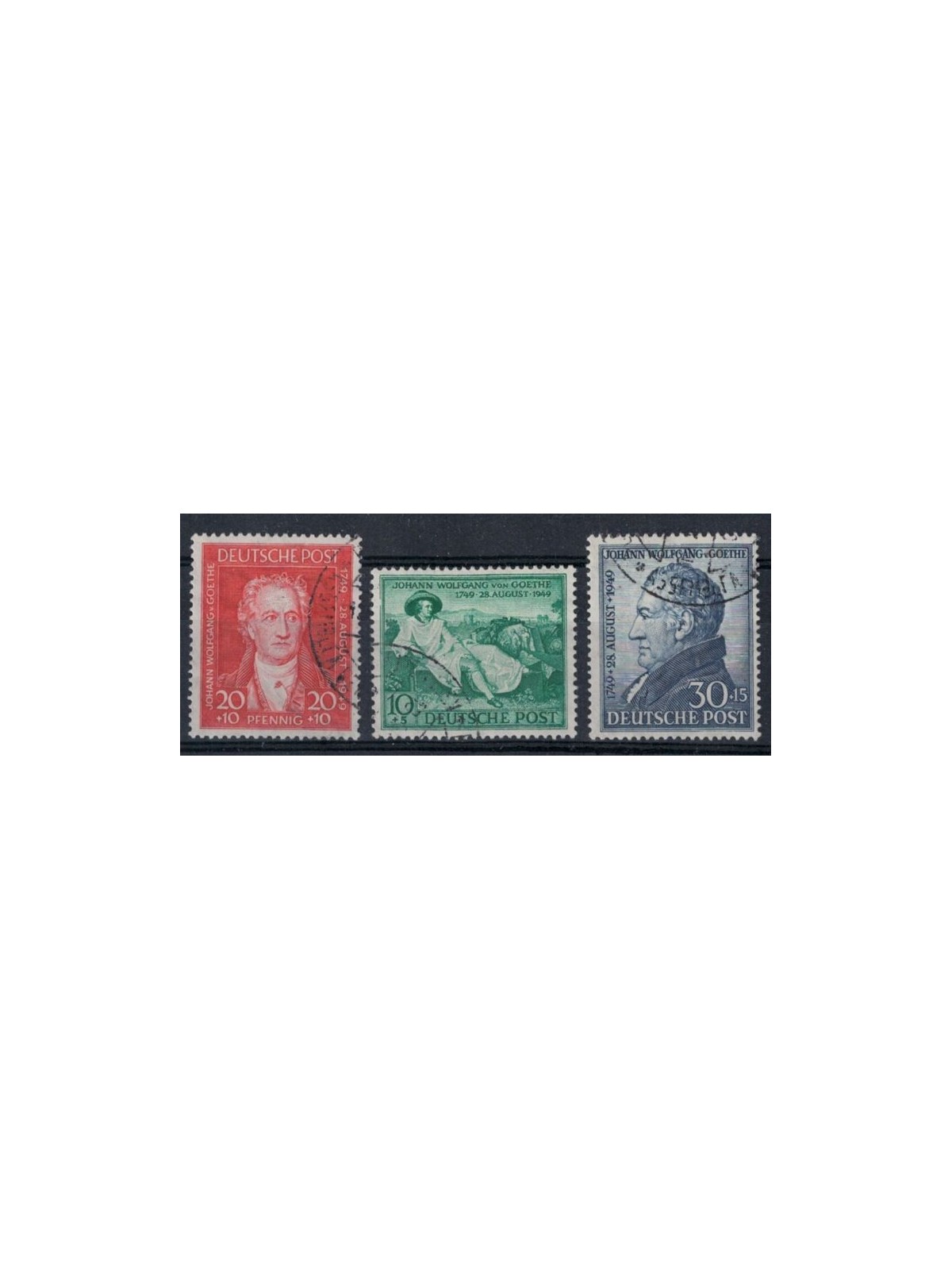 GERMANY BIZONA 1949 Goethe bicentenary 3v used