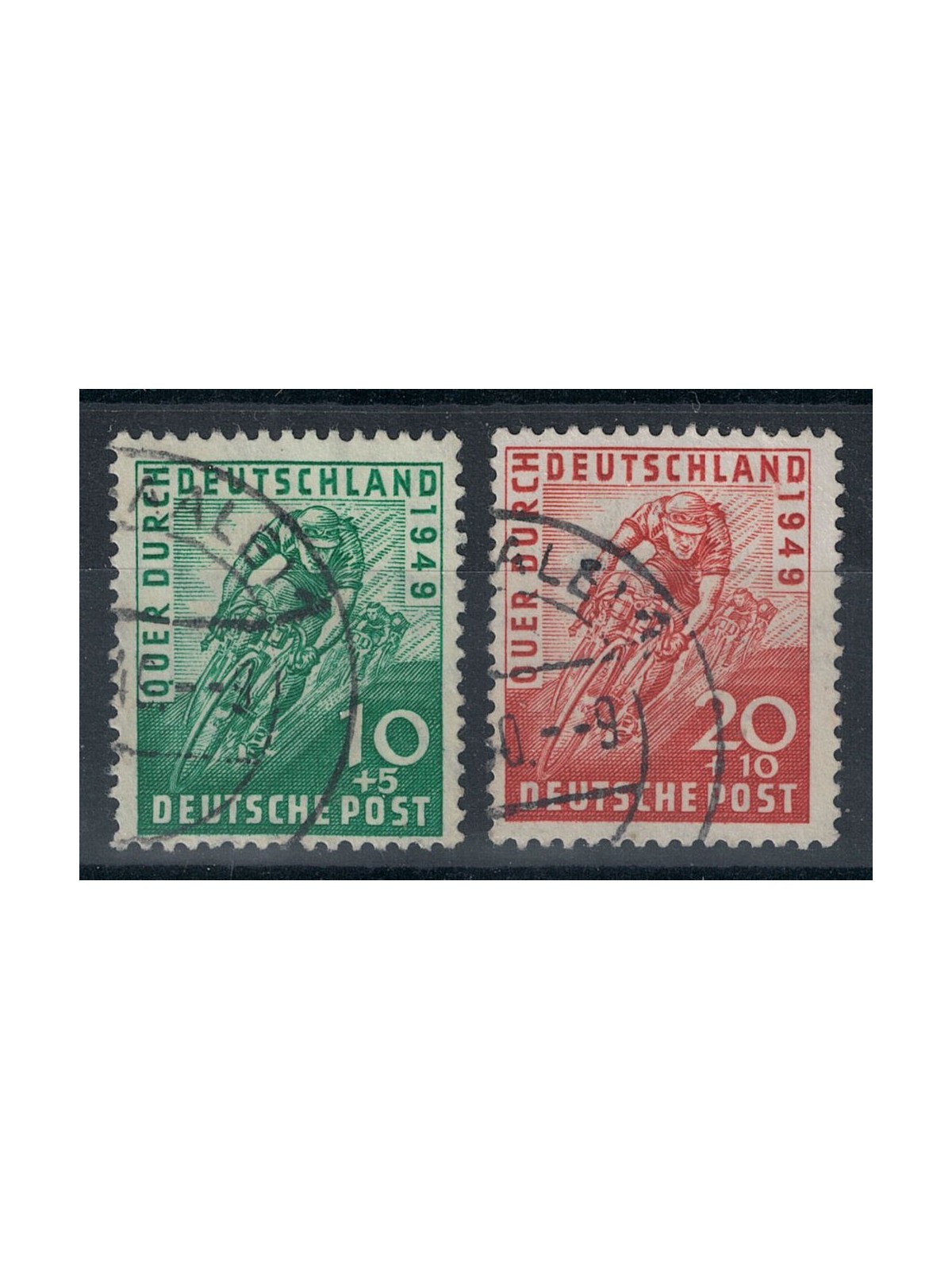 GERMANY BIZONA 1949 Tour of Germany cycling race 2v used
