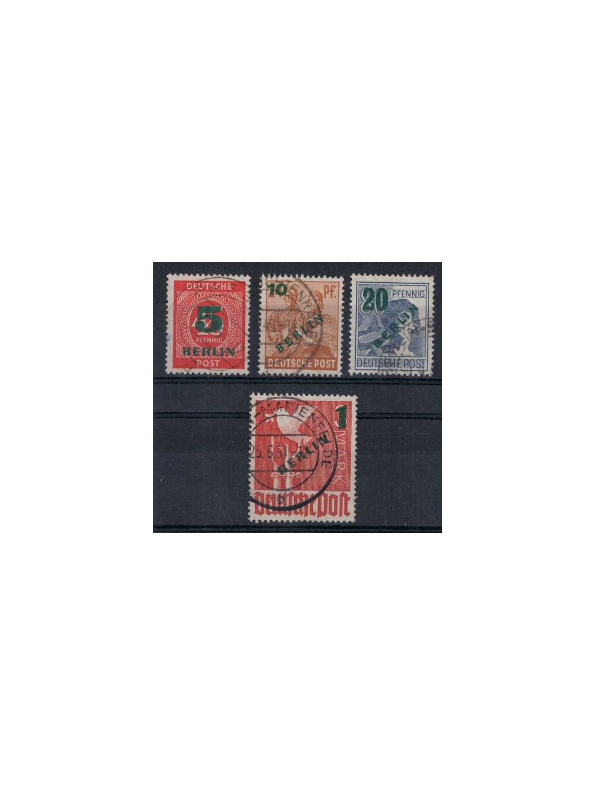 BERLIN 1949 AIS Zone stamps overprinted in green 4v us