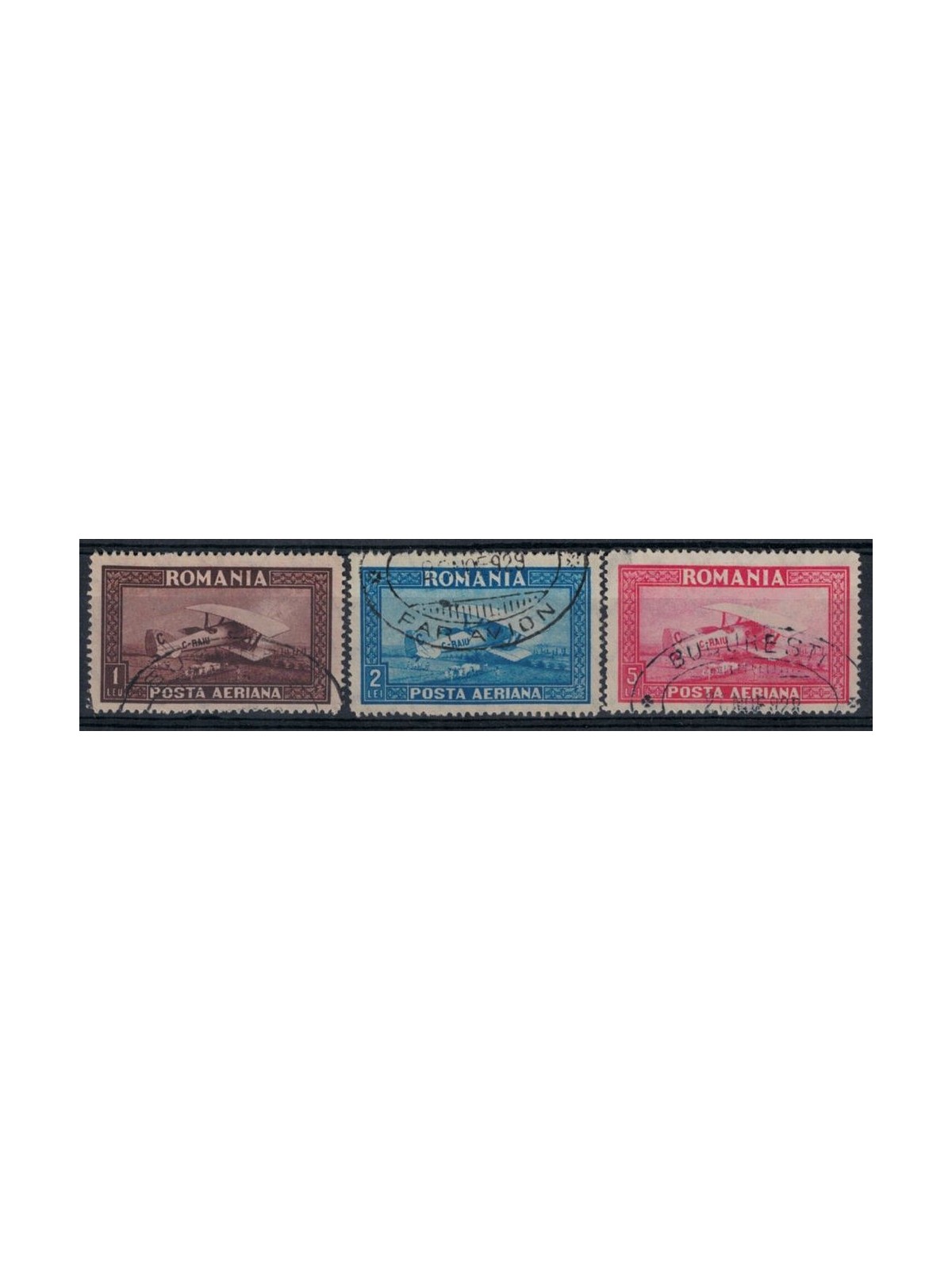 ROMANIA 1928 Aerei, posta aerea 3v us