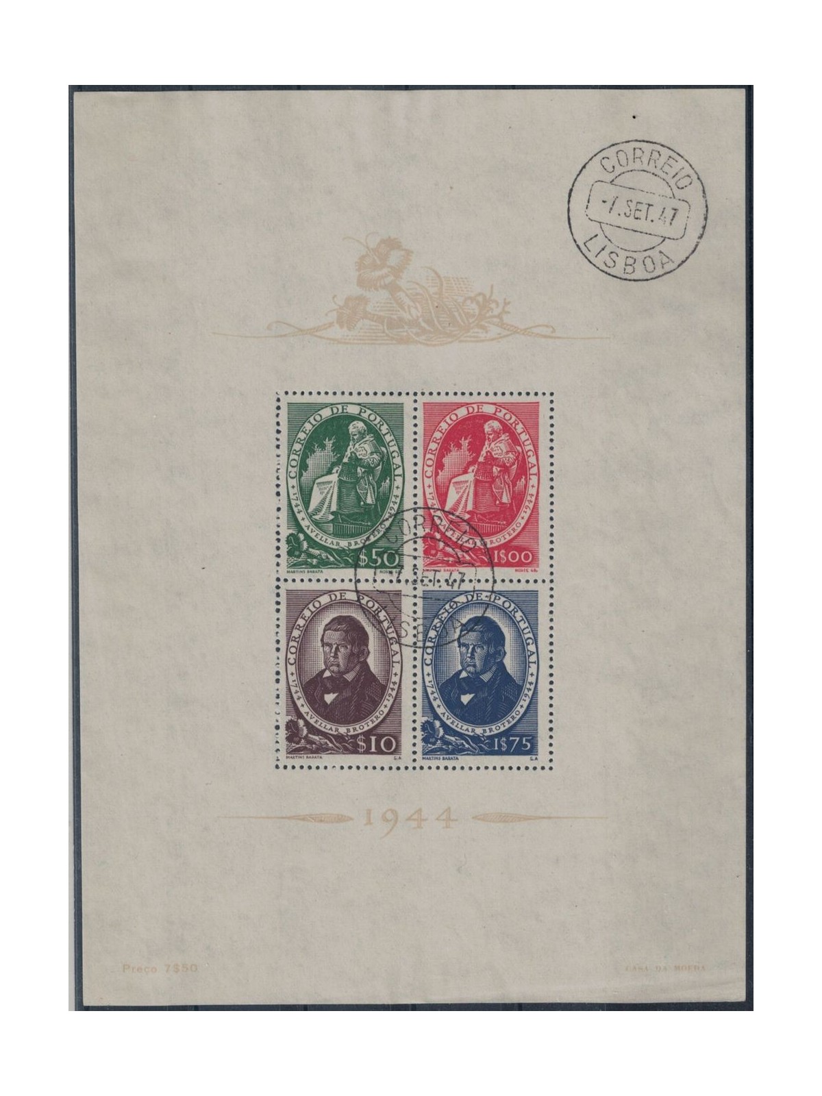PORTUGAL 1944 Felix Avellar Brotero 1 s/s used