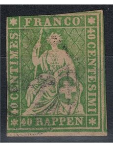 SVIZZERA 1854-62 Helvetia seduta 40r verde us
