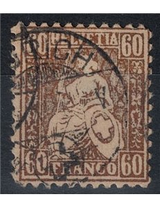 SVIZZERA 1862 Helvetia seduta 60 centesimi bronzo us