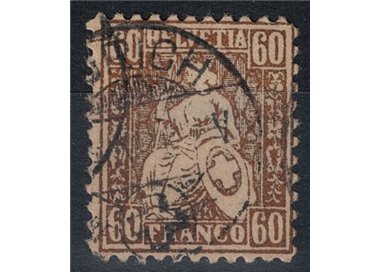 SVIZZERA 1862 Helvetia seduta 60 centesimi bronzo us
