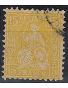 SVIZZERA 1881 Helvetia seduta 15 centesimi giallo us