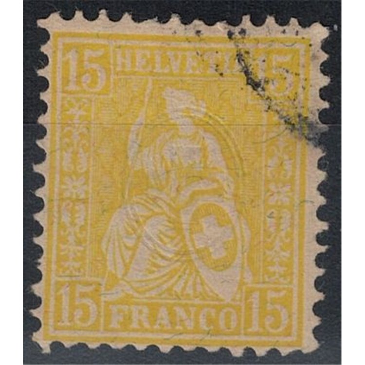 SWITZERLAND 1881 Helvetia seated 15 centimes yellow used