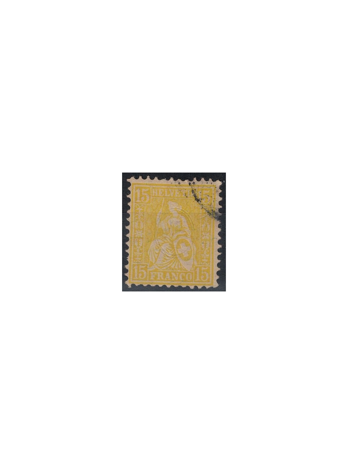 SWITZERLAND 1881 Helvetia seated 15 centimes yellow used