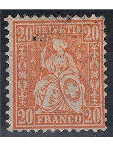 SWITZERLAND 1881 Helvetia seated 20 centimes orange used