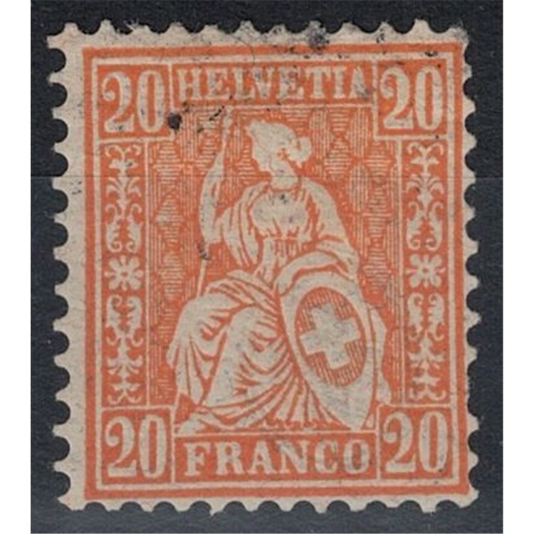 SWITZERLAND 1881 Helvetia seated 20 centimes orange used