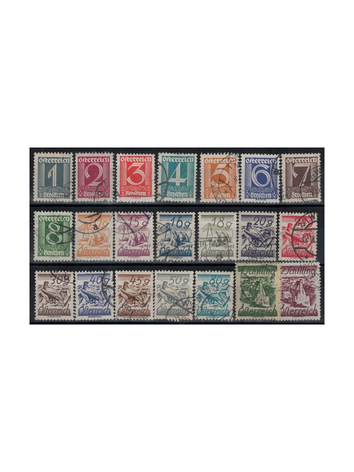 AUSTRIA 1925-27 Various subjects 21v used