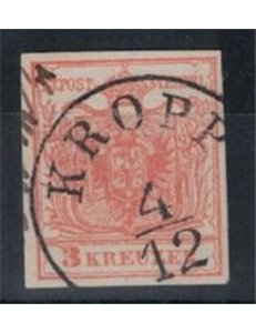 AUSTRIA 1850 Double-headed eagle 3 Kreuzer vermilion used