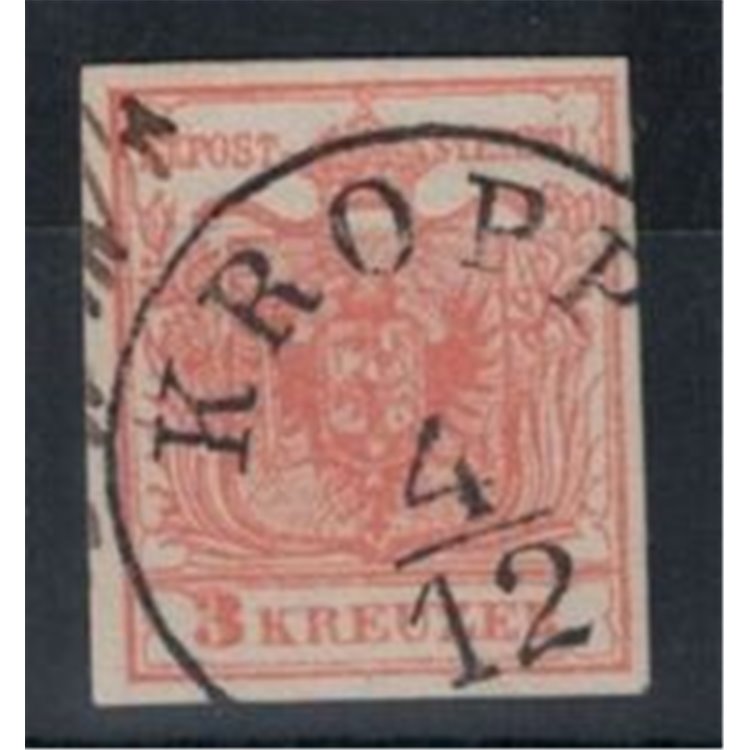 AUSTRIA 1850 Aquila bicipite 3 Kreuzer vermiglio us