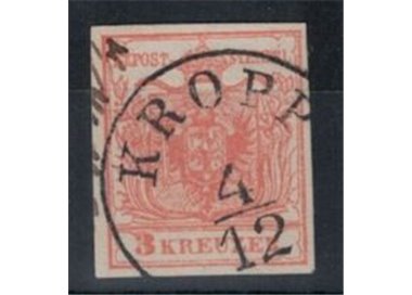 AUSTRIA 1850 Double-headed eagle 3 Kreuzer vermilion used