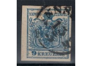 AUSTRIA 1850 Double-headed eagle 9 Kreuzer light blue used