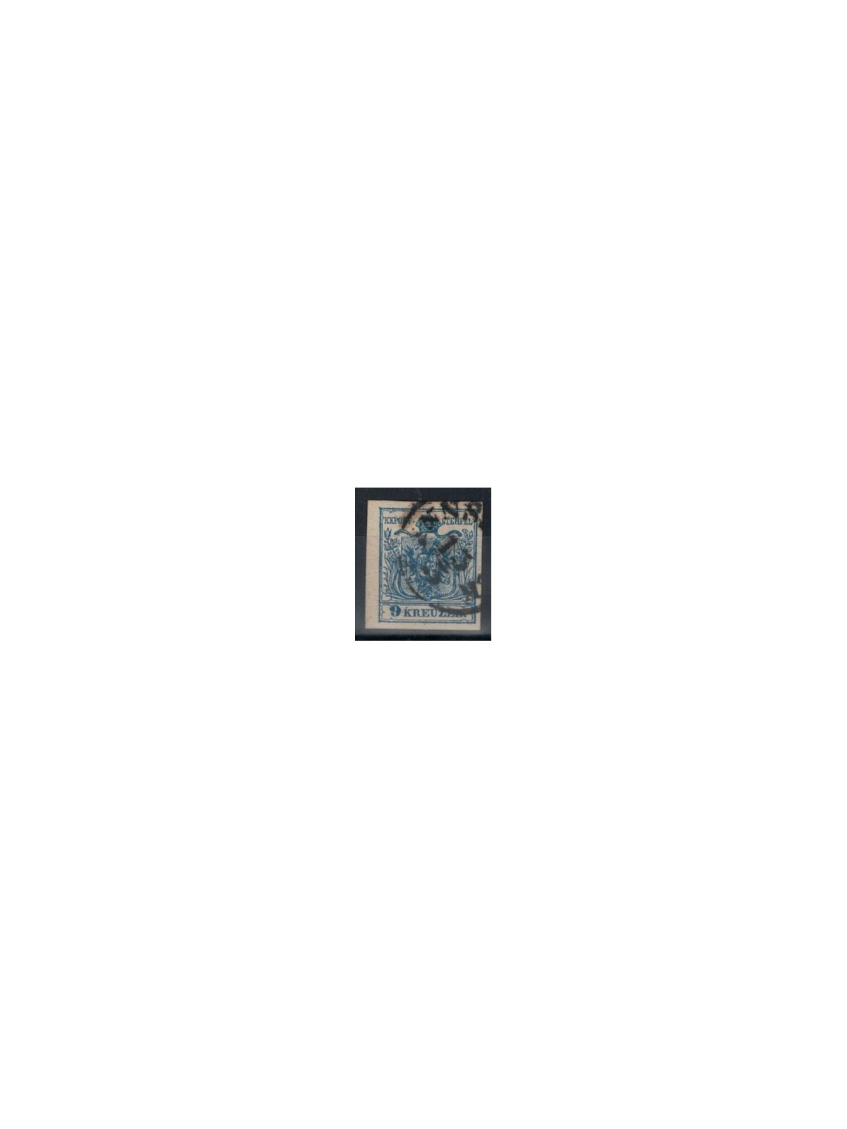AUSTRIA 1850 Aquila bicipite 9 Kreuzer azzurro us