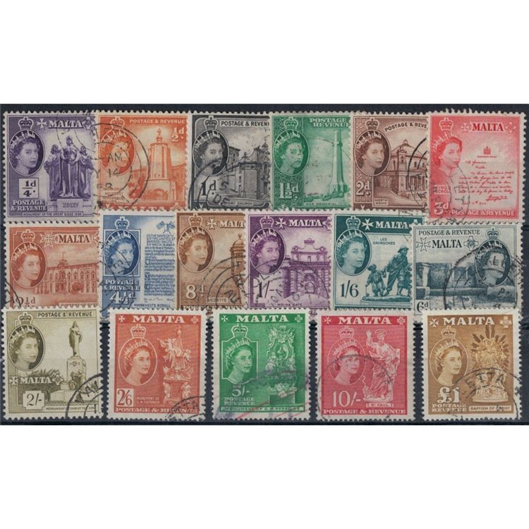 MALTA 1956-57 Elisabetta II e vedute varie 17v us