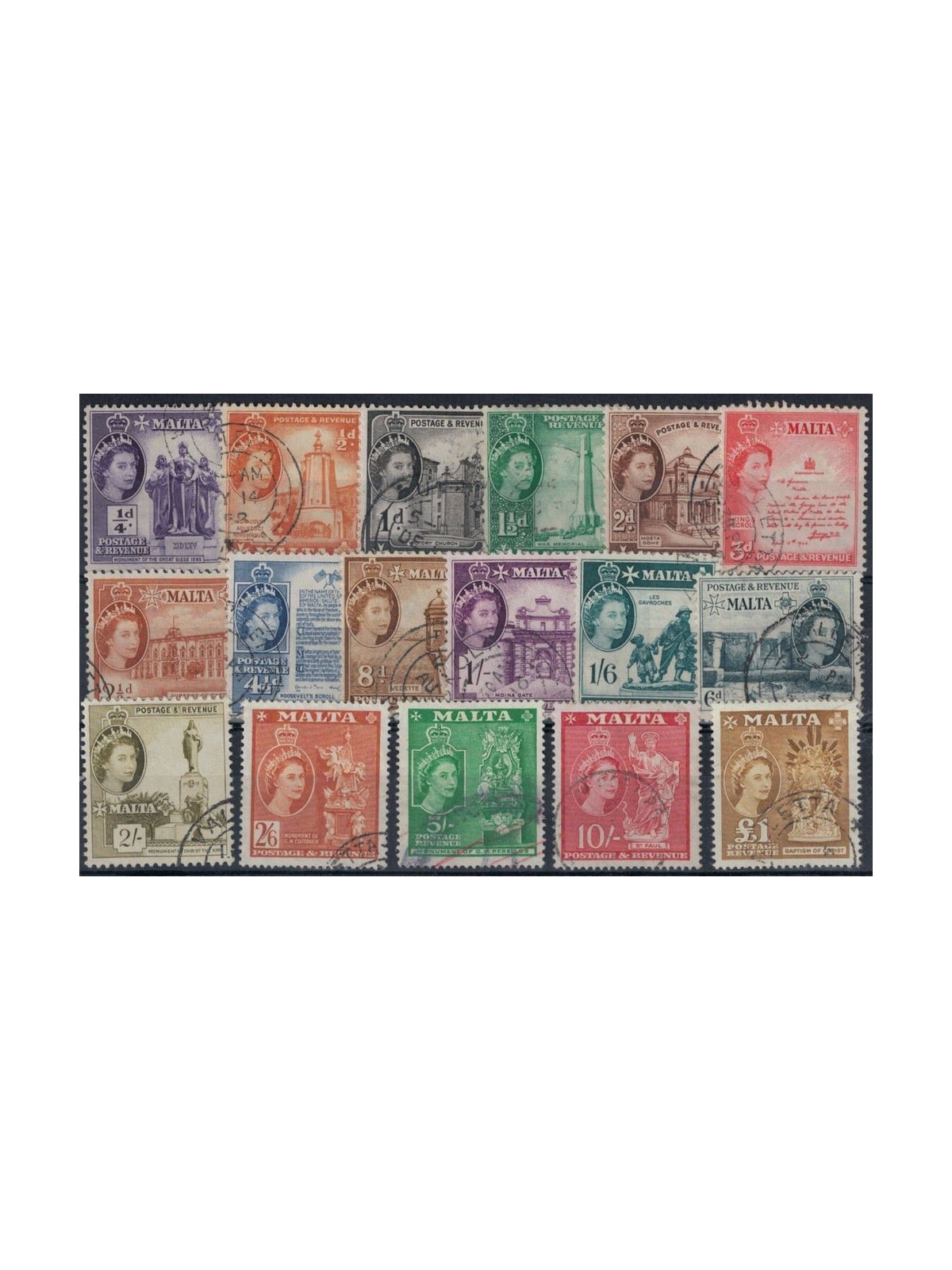 MALTA 1956-57 Elisabetta II e vedute varie 17v us