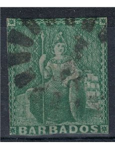BARBADOS 1857 Queen Victoria ½ p green used ©