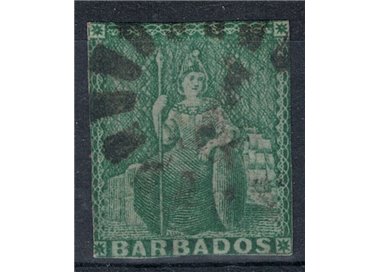BARBADOS 1857 Queen Victoria ½ p green used ©