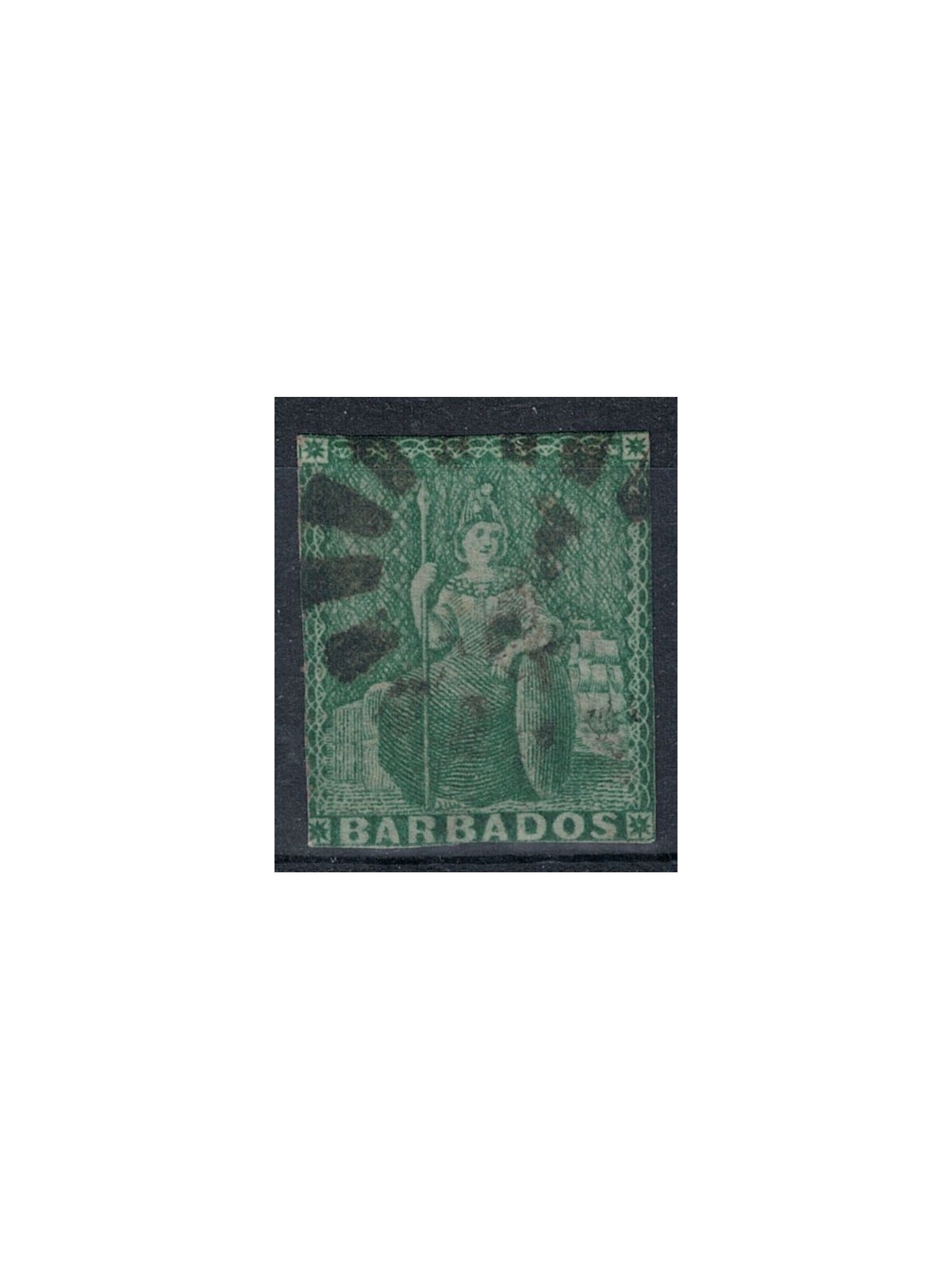 BARBADOS 1857 Queen Victoria ½ p green used ©