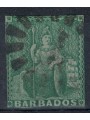 BARBADOS 1857 Regina Vittoria ½ p verde us ©