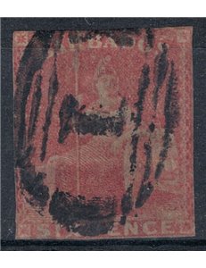 BARBADOS 1858 6p rosa intenso senza filigrana non dent. us