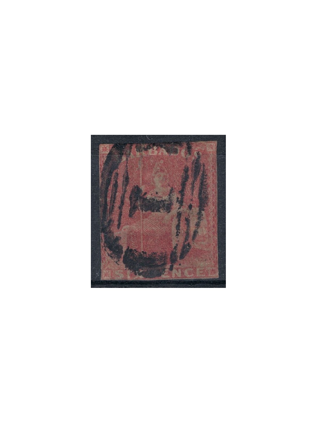 BARBADOS 1858 6p deep pink without watermark, not perforated, used