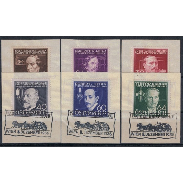 AUSTRIA 1936 Tecnici e inventori con annullo speciale 6v us