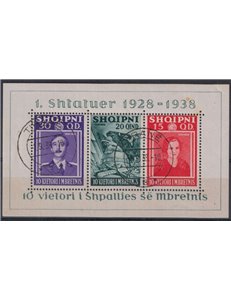 ALBANIA 1938 10th Anniversary of the Kingdom 1 s/s used