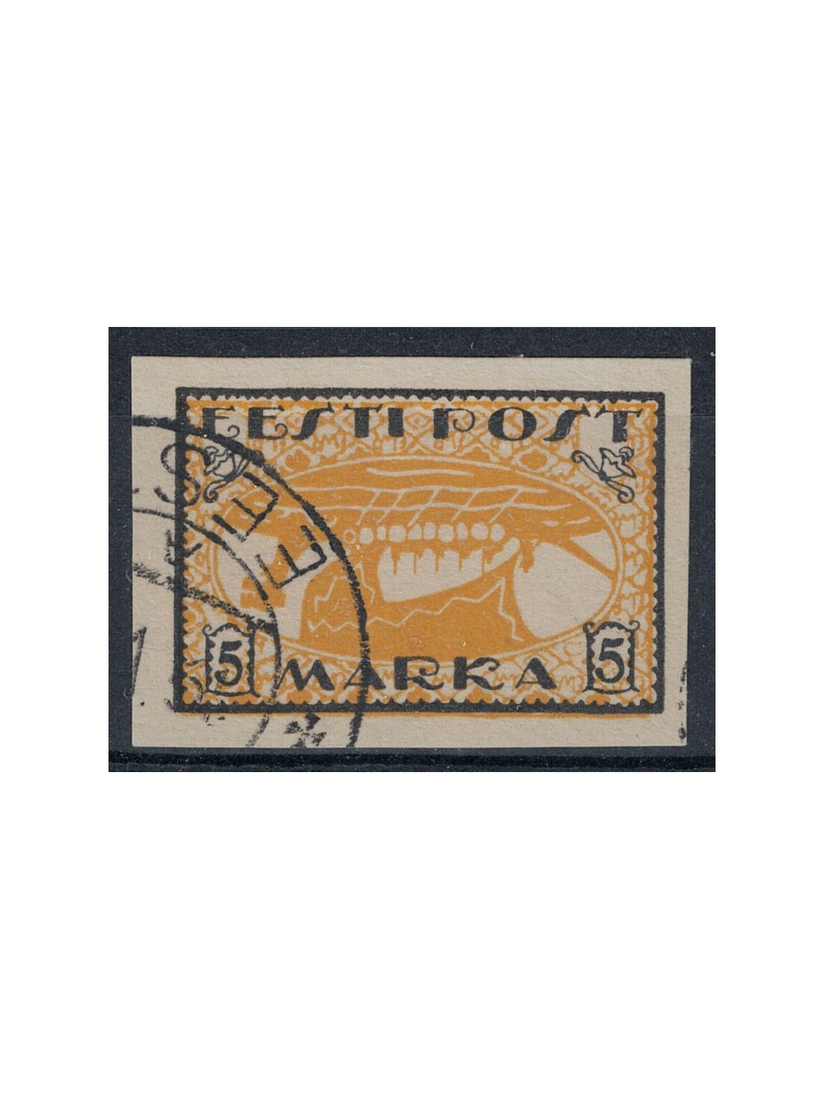 ESTONIA 1919 Variety, 5m black and orange yellow us ©