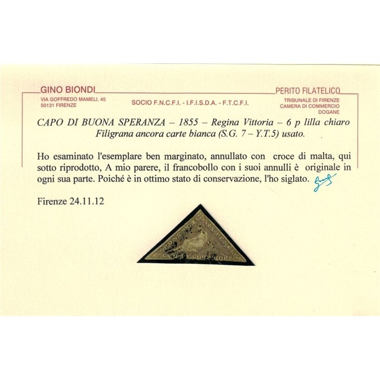 CAPO DI BUONA SPERANZA 1855 6p lilla chiaro us ©