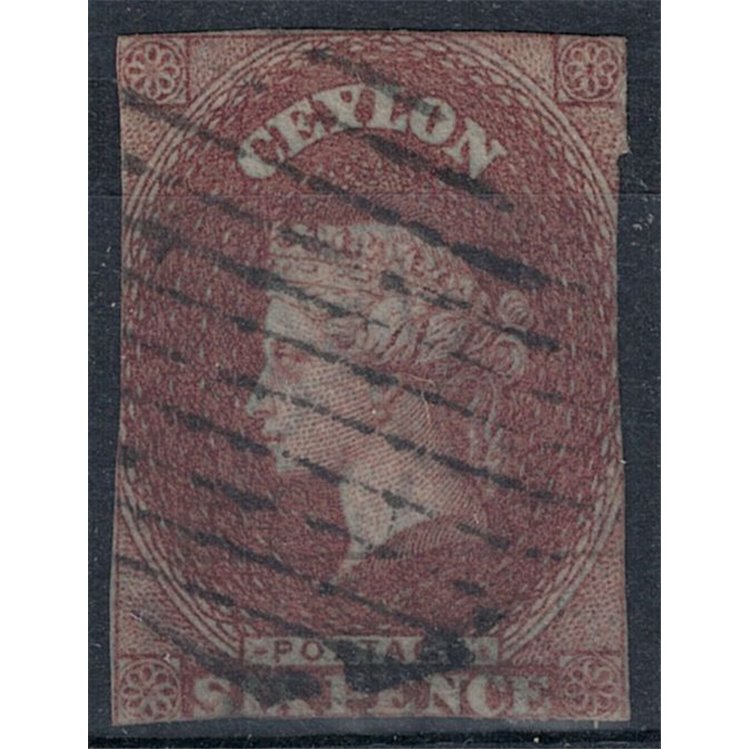 CEYLON 1857-59 Regina Vittoria 6p bruno lilla  us ©