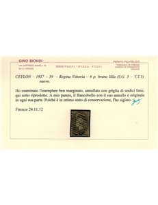 CEYLON 1857-59 Regina Vittoria 6p bruno lilla us ©