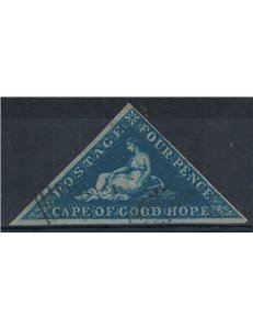 CAPE OF GOOD HOPE 1853 4p blue us