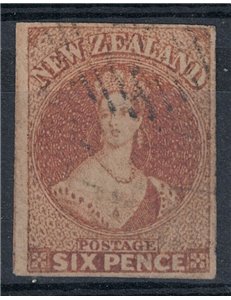 NEW ZEALAND 1858-59 6p brown no watermark us ©