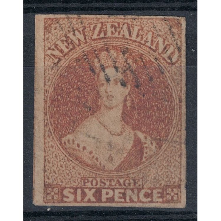 NEW ZEALAND 1858-59 6p brown no watermark us ©