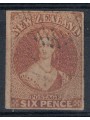 NUOVA ZELANDA 1858-59 6p bruno senza filigrana  us ©