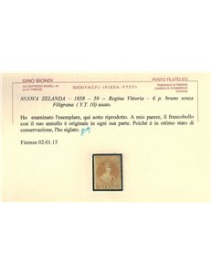 NUOVA ZELANDA 1858-59 6p bruno senza filigrana us ©