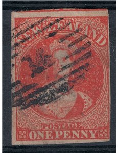NUOVA ZELANDA 1863 1p vermiglione  us ©