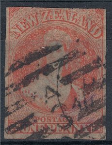 NEW ZEALAND 1862-63 1p vermilion without watermark. us ©