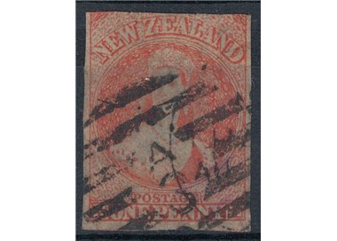 NEW ZEALAND 1862-63 1p vermilion without watermark. us ©