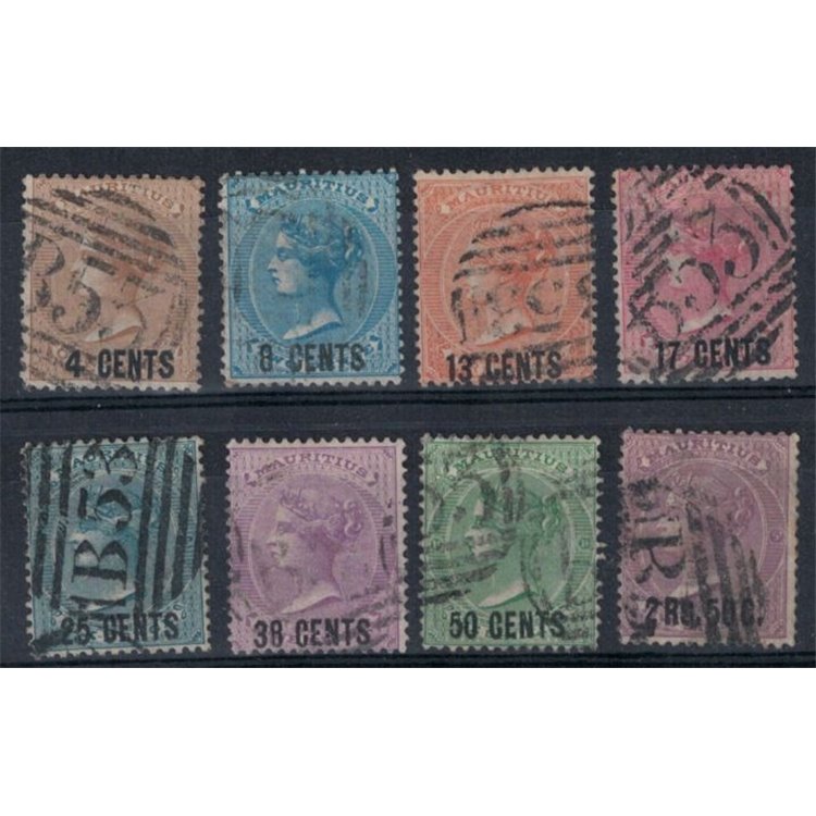 MAURITIUS 1878 Queen Victoria, overprinted 8v us
