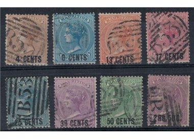 MAURITIUS 1878 Regina Vittoria, soprastampati 8v us
