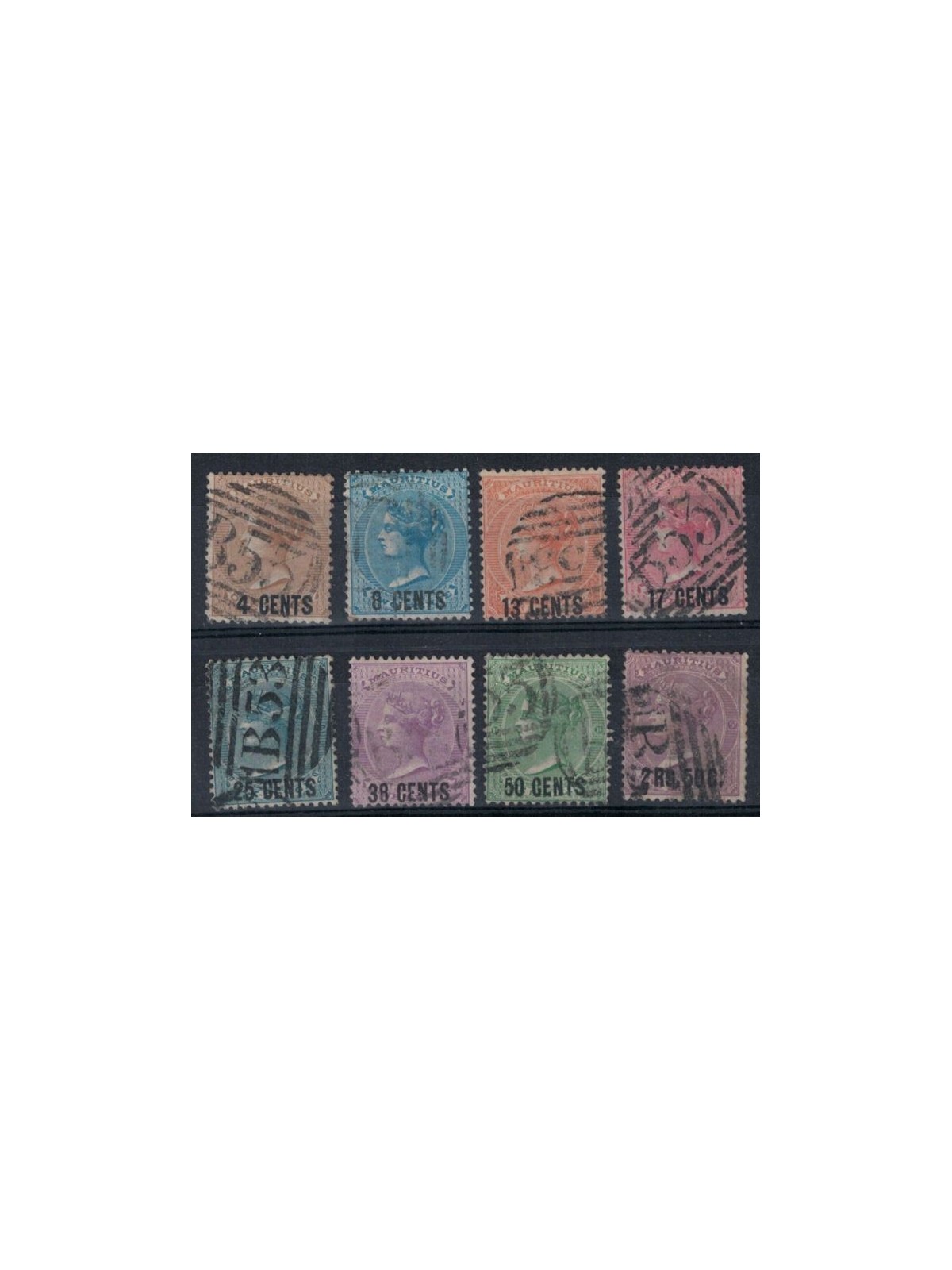 MAURITIUS 1878 Queen Victoria, overprinted 8v us