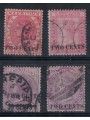 MAURITIUS 1891 Queen Victoria, overprinted Two Cents 4v us