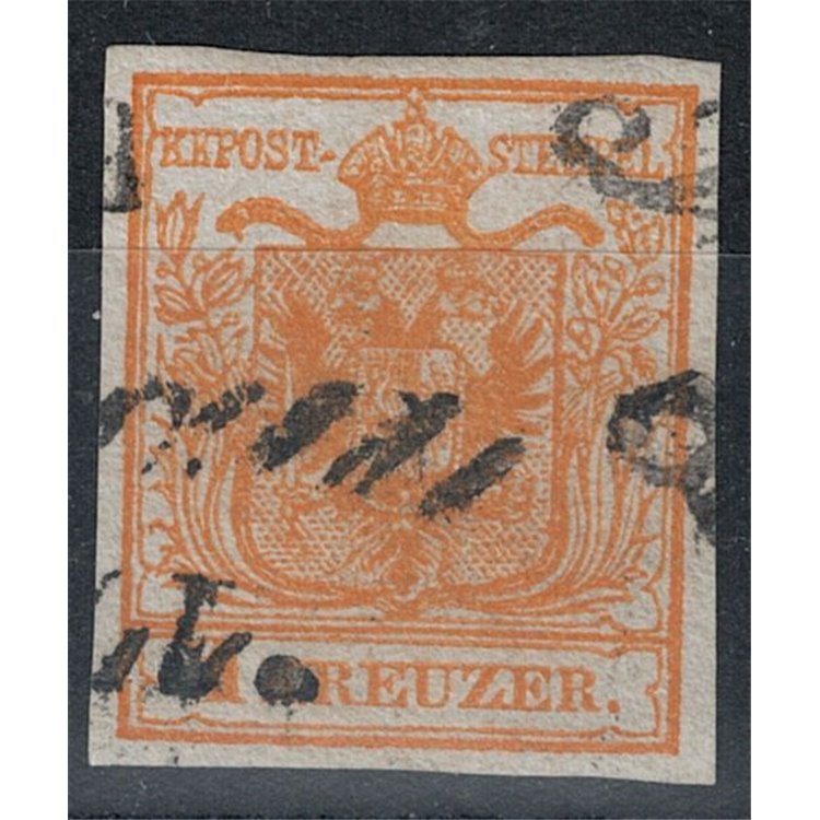 AUSTRIA 1850 Aquila bicipite 1 Kreuzer giallo us