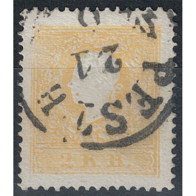 AUSTRIA 1858 Effigy Emperor 2 Kreuzer yellow us